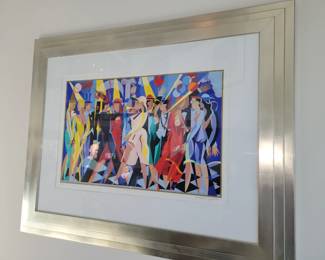 "Party Time" Serigraph Numbered Signed Giancarlo Impiglia 1989- measures approx 64" W x 51"H
