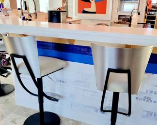 6 Scan Design Regal Stainless Swivel Bar Stools - measures 43" H, 30" Seat