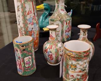 1850s Chinese Rose Medallion Vases 