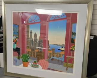 "Ports of Call" Serigraph signed and numbered by Thomas McKnight - measures approx 54"W x 50" H