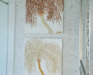 Golden Palms - Acrylic canvas- Tim McDermott - signed - measures approx 20" W x 24" H- local artist 