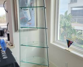 Dupree Curved Glass Etagere 5 shelf - measures 75" H, 15" D, 29" W
