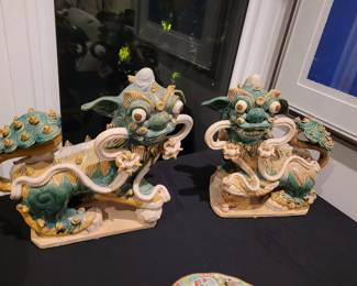 Pair Antique Foo Dogs Late 1800s large 