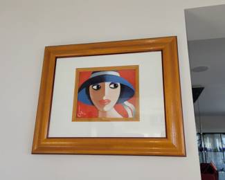 Lady in the Blue Hat- Oil signed by Ilio Burruni - measures approx 25" W x 20" H 