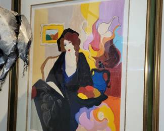 "Elegance" Serigraph Signed and Numbered Itzchak Tarkay 220/350 - measures approx 32" W x 39" H