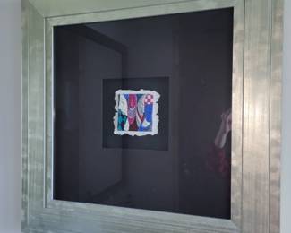 "Party Faces" - painted tile- measures approx 28" W x 28" H -Signed by artist 