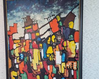 Abstract Cityscapes - oil on canvas- by Estaban Signed - measures approx - 51" W x 58" H