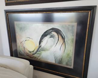 Cranes Lithograph - signed and numbered by artist -  Beki Killorin -measures approx 48" W x 35" H