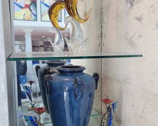 Murano Italian Glass Fish Sculpture 16", Art Glass Sedar Candlesticks by Gary Rosenthal