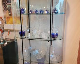 Scan Design Black and Curved Glass Curio - measures 74" H, 43" W, 20" D