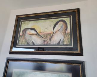 Cranes Lithograph - signed and numbered by artist -  Beki Killorin- measures approx 47" W x 31" H