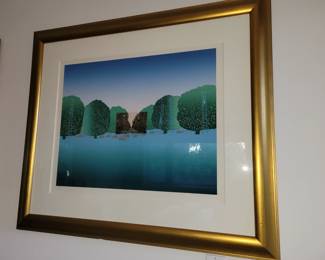 "Letters from Florida" Serigraph by Jean-Michel Folon - signed and numbered -measures approx 43" W x 37" H  ( a picture inside of a picture)