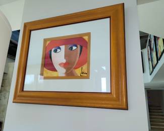 Lady in the Red Hat -Oil signed by Ilio Burruni - measures approx 25" W x 20" H 