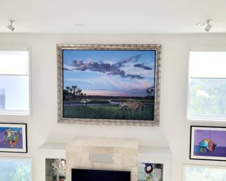 "Jaguar in Guana" oil on canvas by Bruce Evans Commissioned art of Guana State Park - measures approx 7' x 9' Large painting