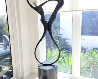 Lovers Embrace Graphite Sculpture by Scan Design - measures approx 29" W x 85" H