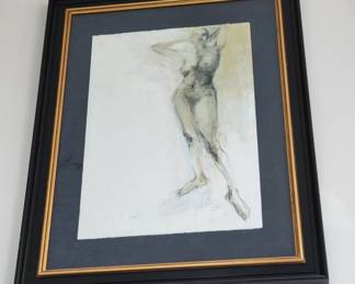 Nude original art drawing by Michele D. Lee - measures approx 49" W x 65" H signed- renown local artist