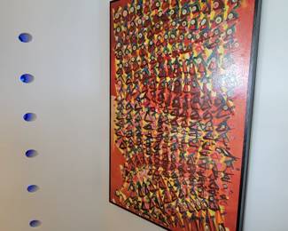 Windmill Abstract oil on canvas by Edward Jackson - measures approx  59" W x 82" H -Signed 