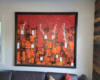 Abstract City Scapes - oil on canvas Estaban signed - measures approx 49" W x 51" H