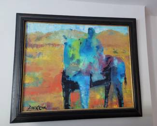 Oil on canvas signed by artist measures approx 34" W x 29" H
