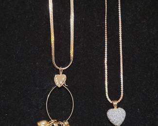14k Heart Diamond Necklace, 14k Charm Necklace 