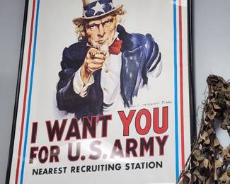 Uncle Sam "I Want You For the US Army" Historic 1917 Recruiting Poster 24x32