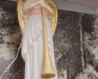 Blow Mold Angel Choir with Horn Vintage Christmas