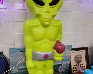 36" Green Alien Blow Mold Vintage Hard to Find Halloween