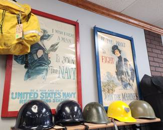 Vintage Military Style Art/Signs and Vintage Military Style Hard Hats