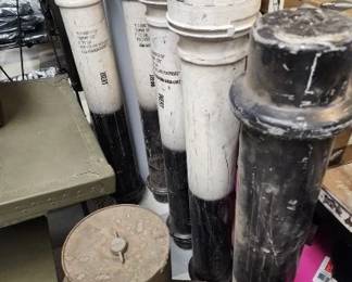 .70 cal inert dummy round missing top 41" tall & other military items. 