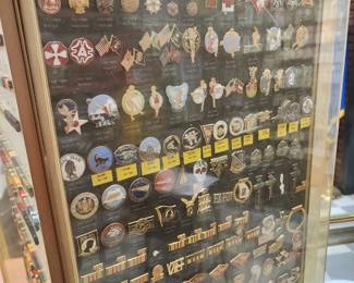 Large Assortment of Military Medals in Display Case