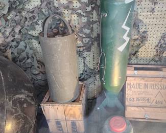 Green test bomb 48" tall "block buster paint scheme (to the left of bomb is an air tank).