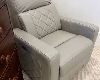 Grey / Taupe leather power recliner , glidder $price coming once Brand name,