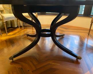 Dessin Fournir Sutcliffe Dining Table- 72"D- 4 legs with tapered brass caps lions paw $2500