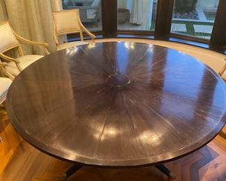Dessin Fournir Sutcliffe Dining Table- 72"D- 4 legs with tapered brass caps lions paw $2500