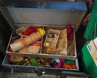Vintage magic trunk and magic tricks