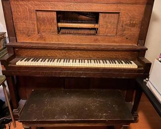 Player piano and bench