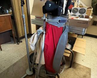 Vintage golf clubs and bag