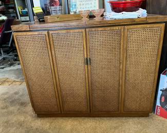 Vintage Drexel rolling bar cart/server with cane detail...