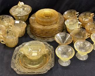 ASSORTED VTG. YELLOW DEPRESSION GLASS GROUP, MADRID, HADLEY ATLAS