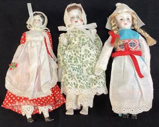 (3) VTG. PORCELAIN DOLLS, 8