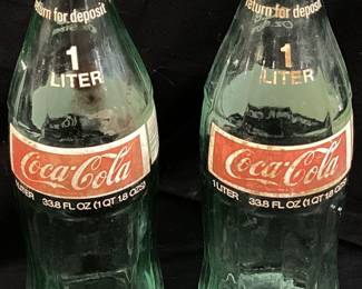 (2) 1970s 1 LITER COCA-COLA DEPOSIT BOTTLES