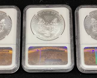 (3) 2012 1st RELEASES MS70 SILVER AMERICAN EAGLES, FIRST RELEASES
