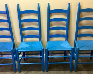 4 VTG. BLUE LADDERBACK DININ