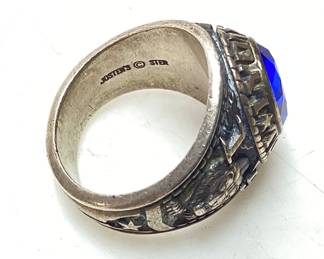 1978 JOSTENS STERLING SILVER BLUE STONE LYONS TOWNSHIP MEN'S RING 16.9 GRAMS SIZE 10