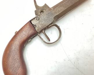 ANTIQUE PERCUSSION POCKET PISTOL, GOOD CONDITION, OCTAGONAL 4'' BARREL, NO VISIBLE MARKINGS,