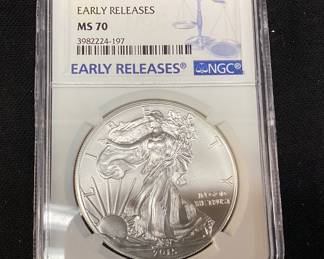 2015 SILVER AMERICAN EAGLE, GRADED MS70 EARLY RELEASE