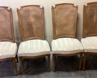 4 MID CENTURY CANE BACK HENREDON DINING CHAIRS