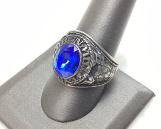 1978 JOSTENS STERLING SILVER BLUE STONE LYONS TOWNSHIP MEN'S RING 16.9 GRAMS SIZE 10