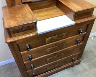 VTG. VICTORIAN WALNUT DRESSER w MIRROR