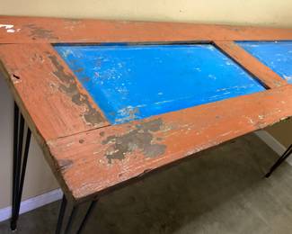  ANTIQUE WOODEN DOOR CUSTOM BAR TABLE